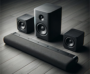 Barre de son home-cinéma compacte (avec caisson et enceintes surround)